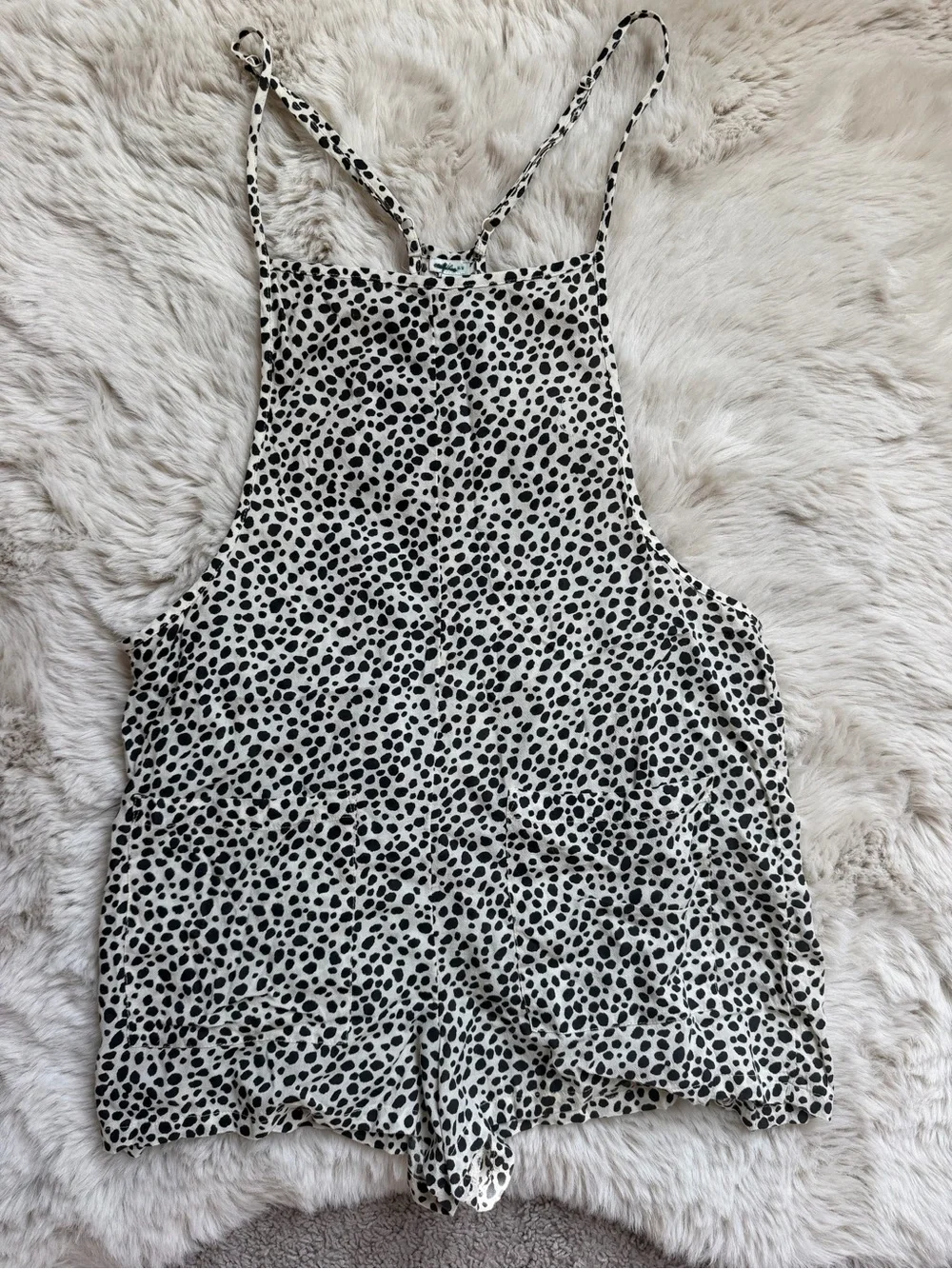 White and Black Spotted Women's Tank Romper
